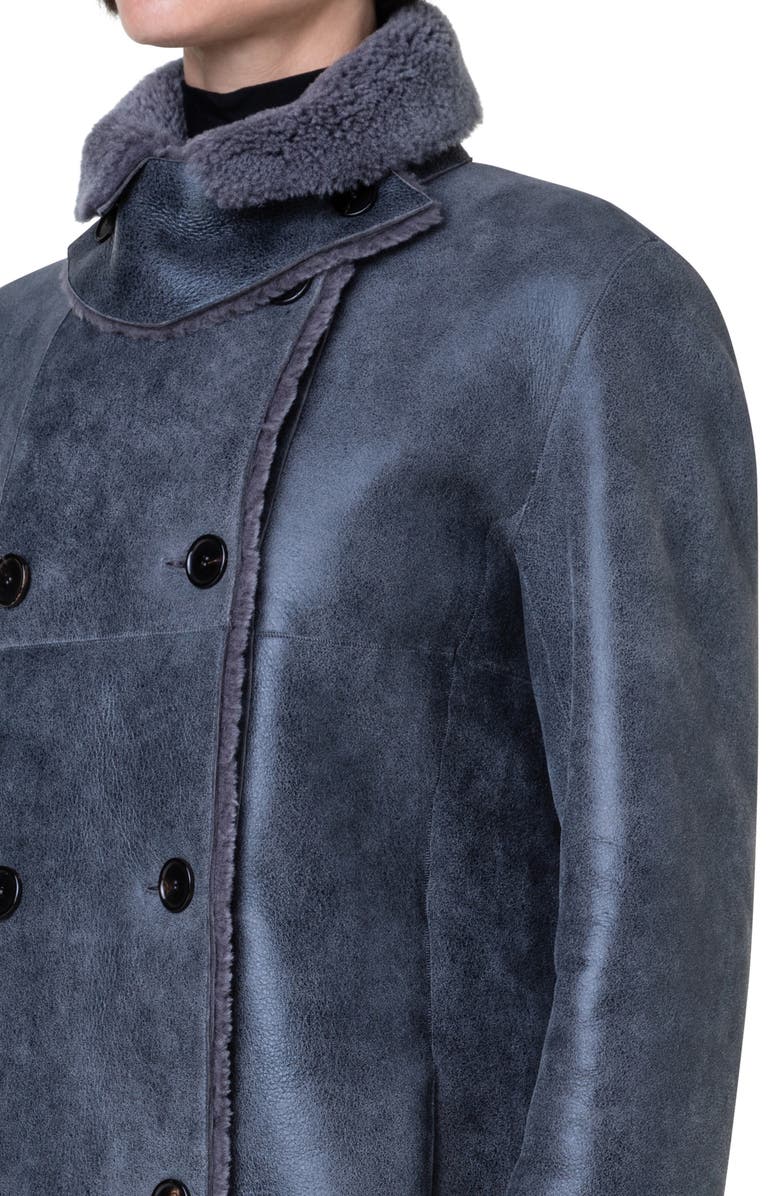 Akris punto Double Breasted Genuine Shearling Coat, Alternate, color,