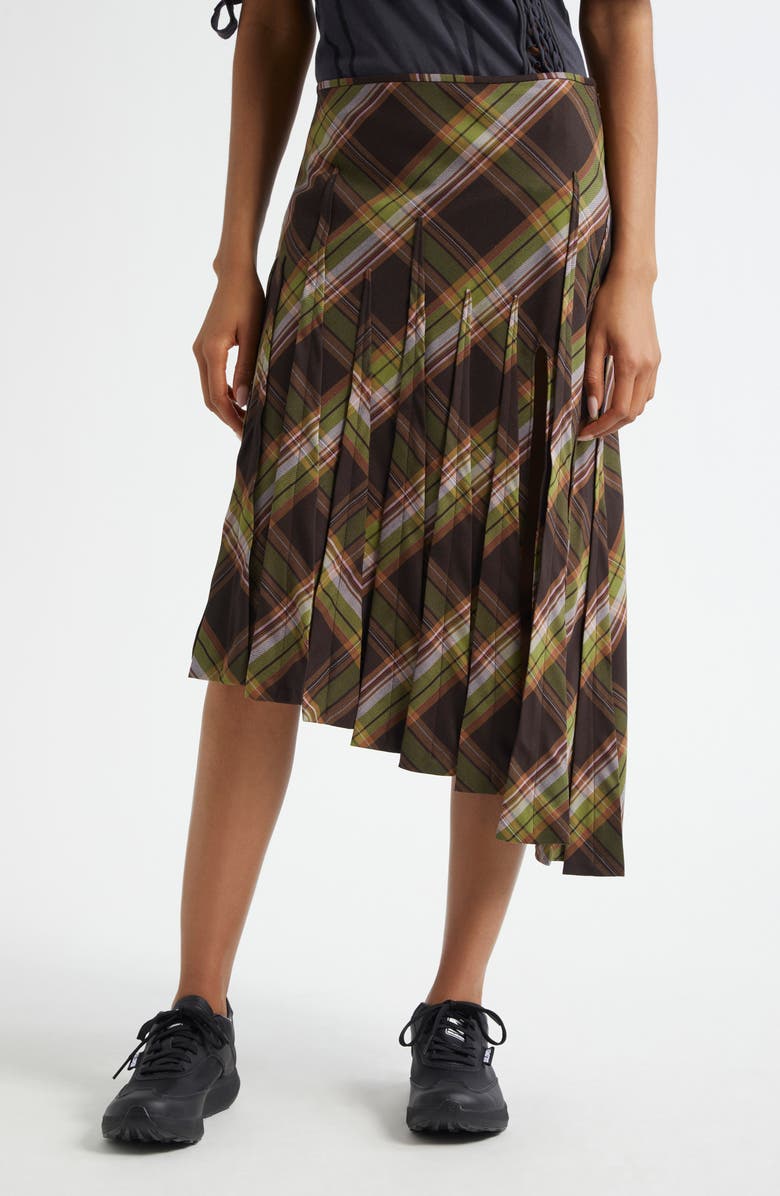 Collina Strada Long Drizzle Tapenade Plaid Cotton Flannel Skirt, Main, color, Tapenade Plaid