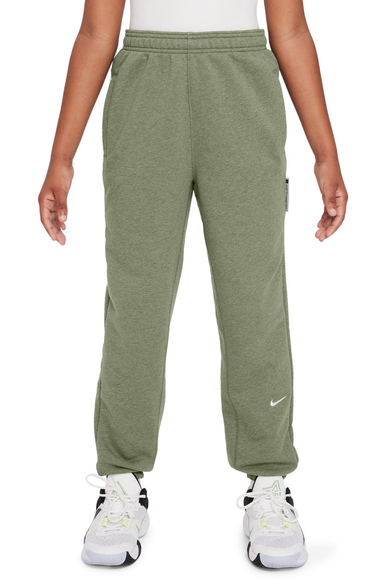 Kids' Dri-FIT Fleece Sweatpants, Main, color, OIL GREEN/ HEATHER/ PALE IVORY