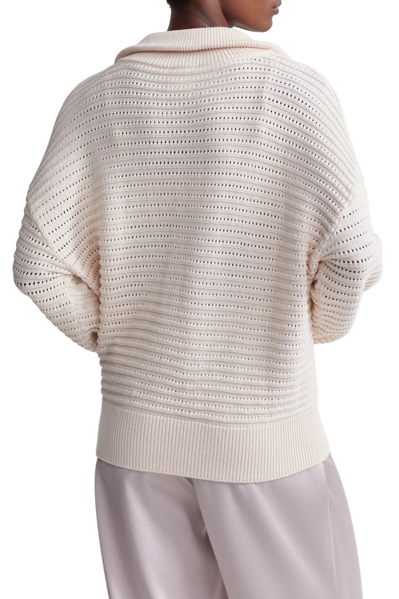 Tara Pointelle Half Zip Sweater, Alternate, color, WHITECAP GREY