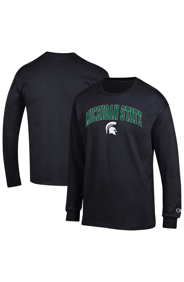 Champion Men's Champion Black Michigan State Spartans Arch Over Logo Long Sleeve T-Shirt, Alternate, color, Black