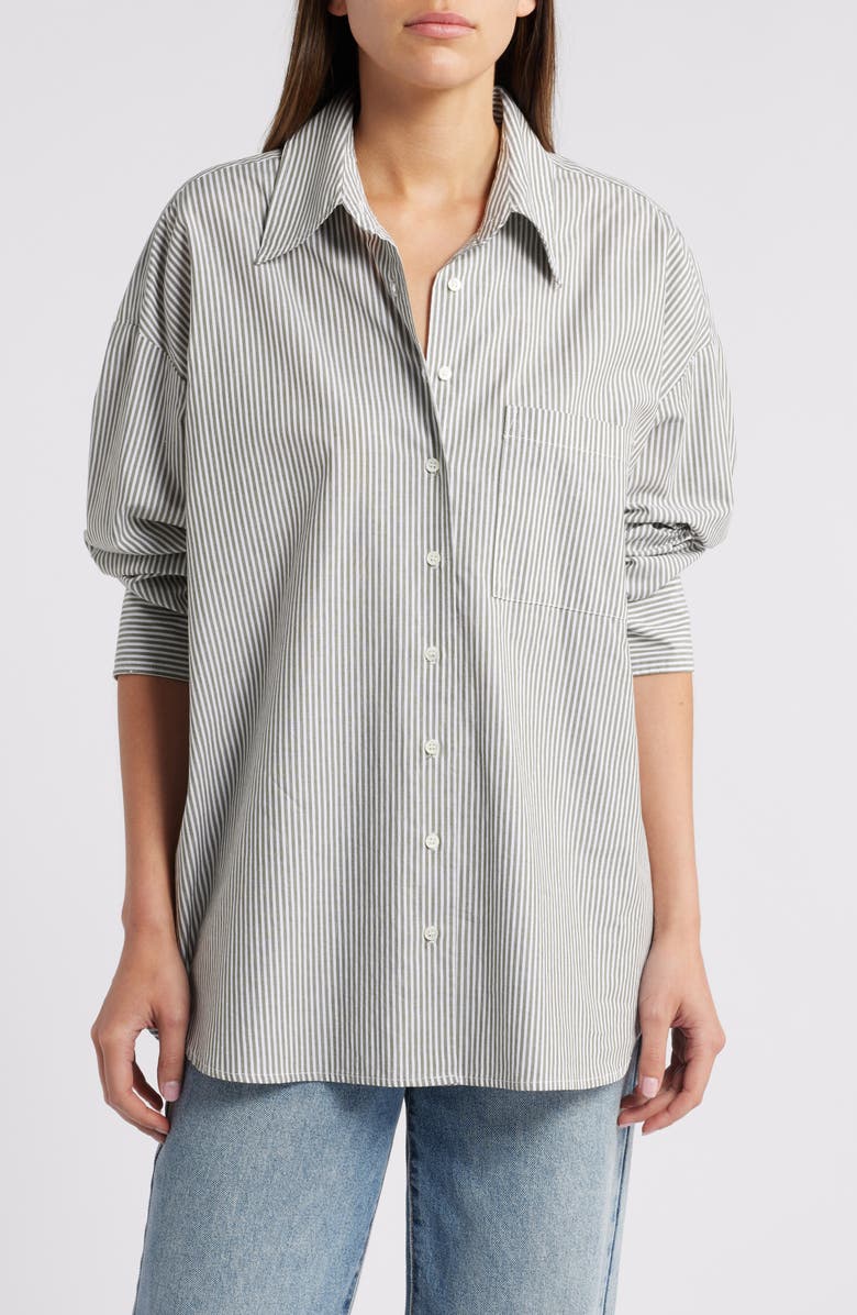 XÍRENA Sydney Stripe Cotton Button-Up Shirt, Main, color, 