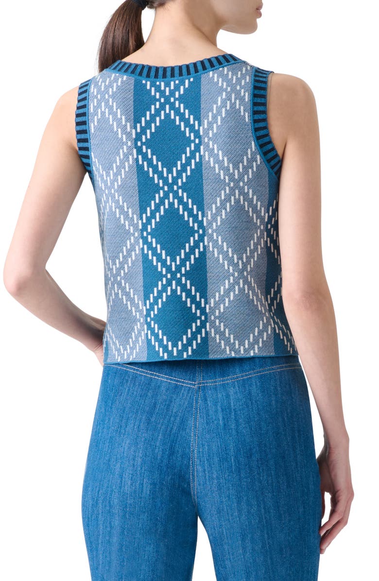 Akris punto Diamond Jacquard Sweater Tank, Alternate, color, Medium Blue-Multicolor
