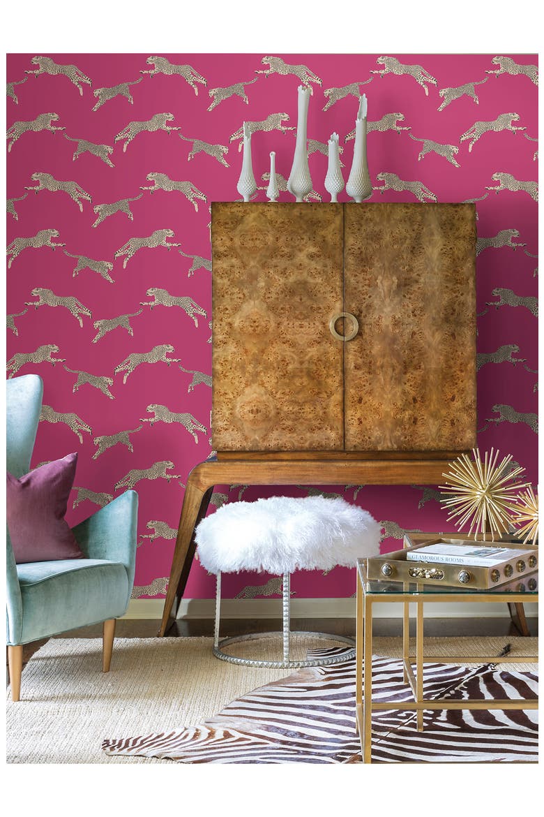 Cheetah Print Wallpaper, Alternate, color, PINK