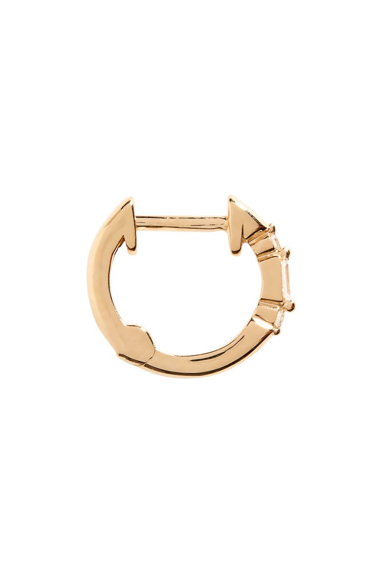 Sadie Pearl Mini Baguette Diamond Huggie Hoop Earrings, Alternate, color, YELLOW GOLD
