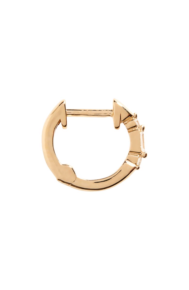 Dana Rebecca Designs Sadie Pearl Mini Baguette Diamond Huggie Hoop Earrings, Alternate, color, 