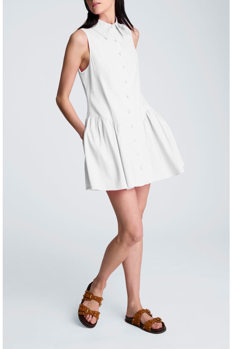 Sleeveless Flared Minidress, Alternate, color, PURE WHITE