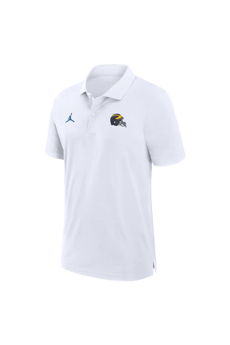 Men's Jordan Brand White Michigan Wolverines 2024 Sideline Woven Performance Polo, Alternate, color, White