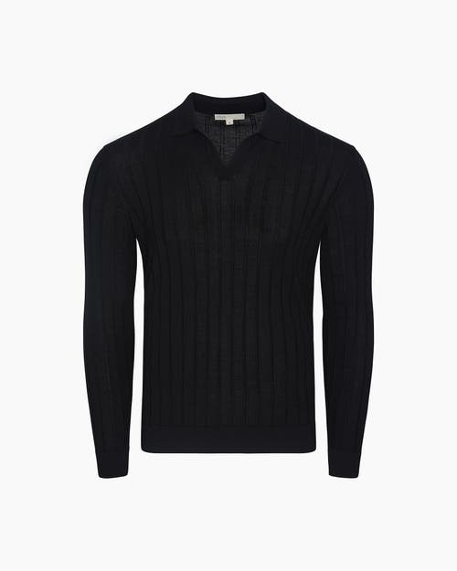 Onia Extra Fine Merino Wool Johnny Collar Polo In Black