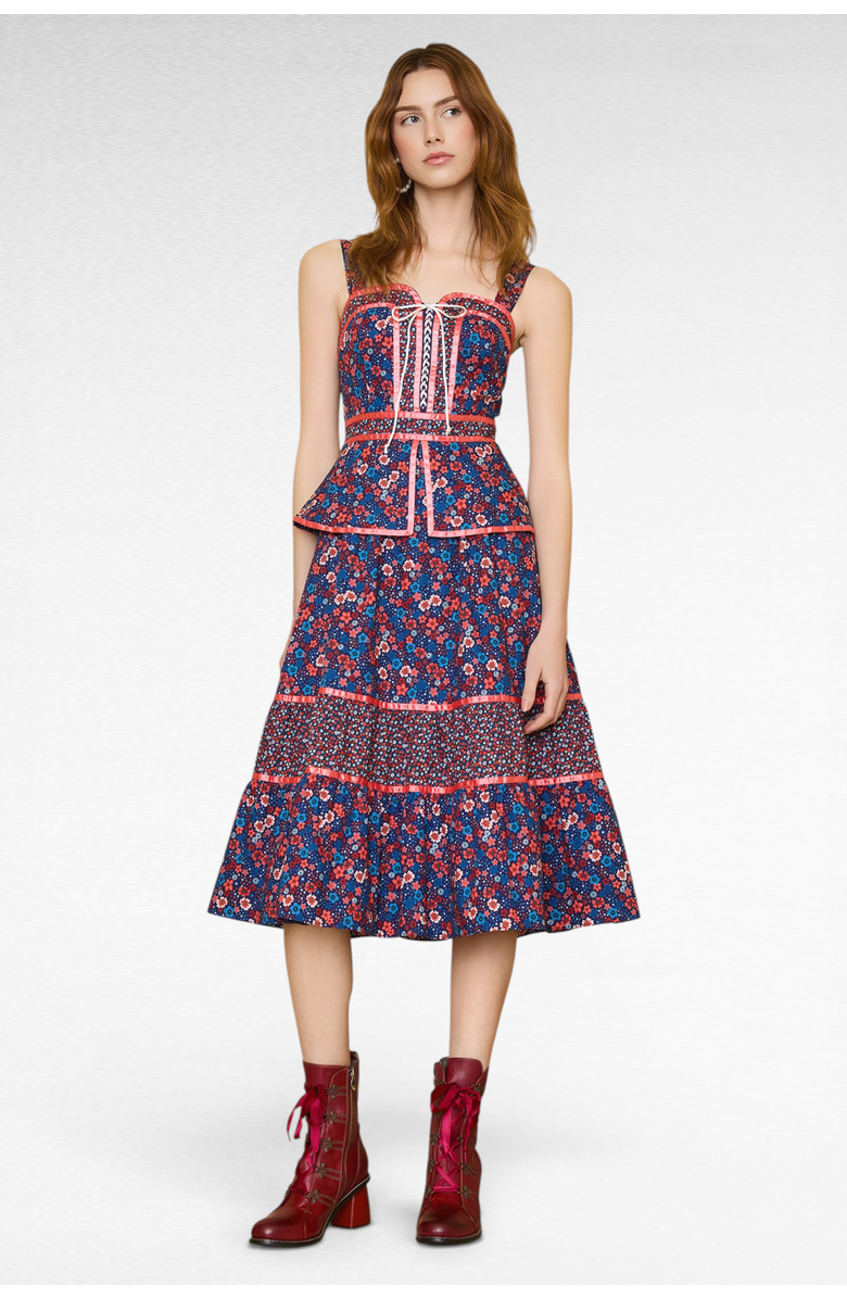 ModCloth Grace Vintage Inspired Peplum Midi Dress, ModCloth x Gunne Sax, Main, color, Circe's Crown