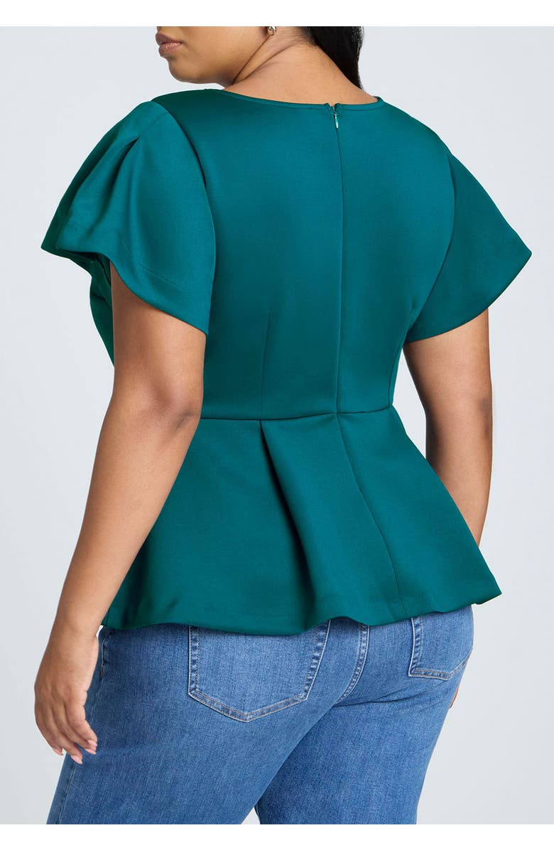 ELOQUII Flare Sleeve Peplum Top, Alternate, color, 