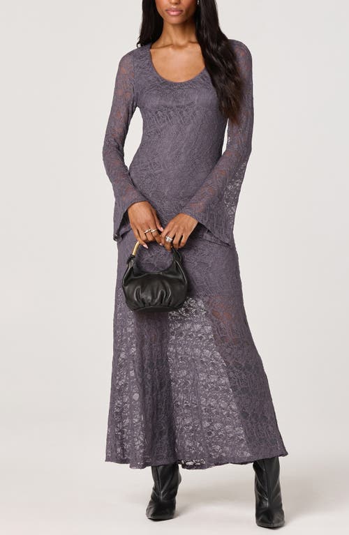 Astr The Label Long Sleeve Lace A-line Maxi Dress In Purple