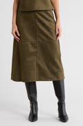 MAX STUDIO Faux Suede A-Line Midi Skirt