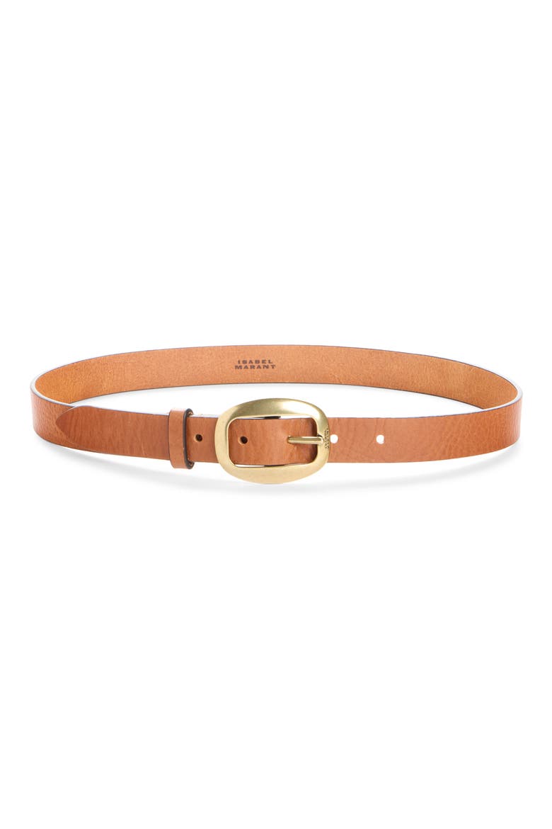 Small Dara Leather Belt, Main, color, COGNAC