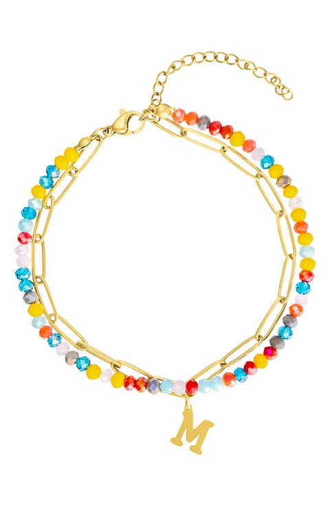 Initial Water Resistant Layered Bracelet