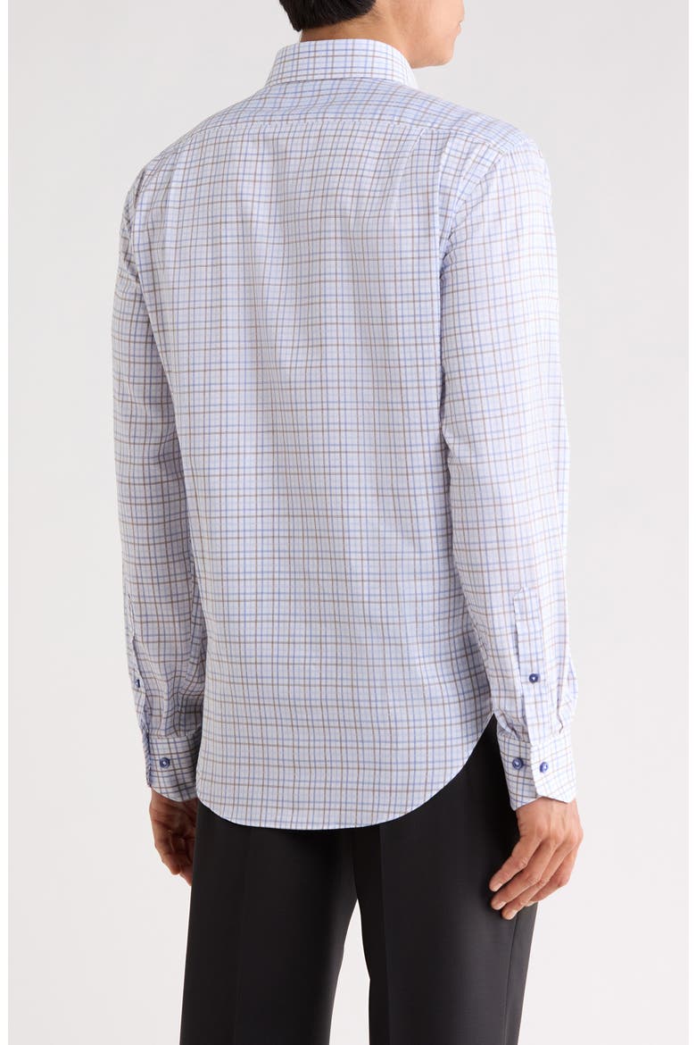 Trim Fit Textured Check Cotton Shirt, Alternate, color, WHITE/ BLUE