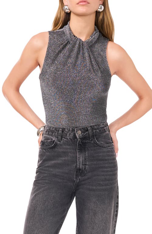 1.STATE Metallic Mock Neck Tank Top in Rich Black 