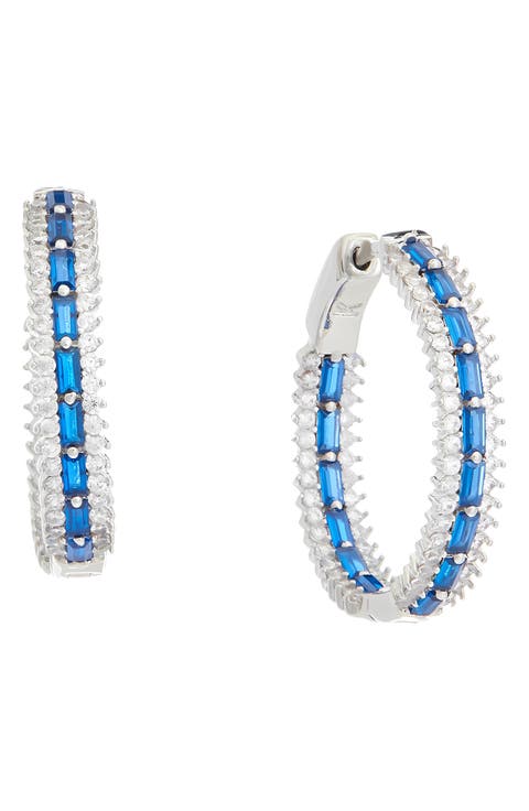 Cubic Zirconia Inside Out Hoop Earrings