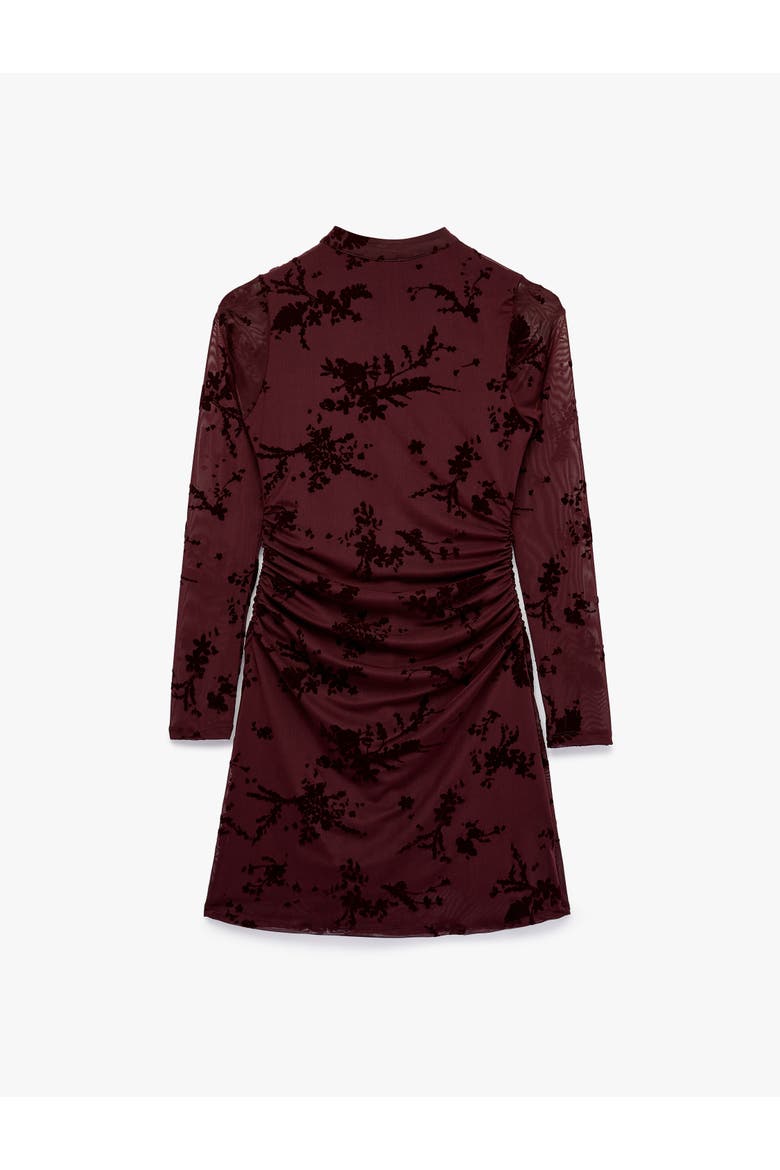 Floral Tulle Mini Dress, Alternate, color, BORDEUX