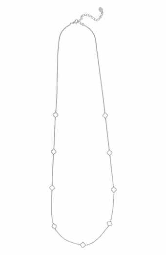 Pavé CZ Clover Station Necklace