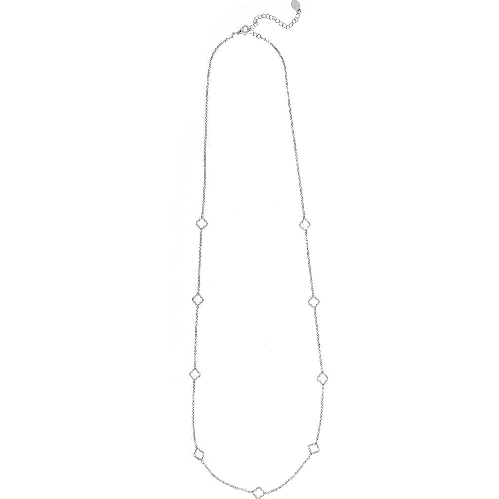 Rivka Friedman Pavé Cz Clover Station Necklace