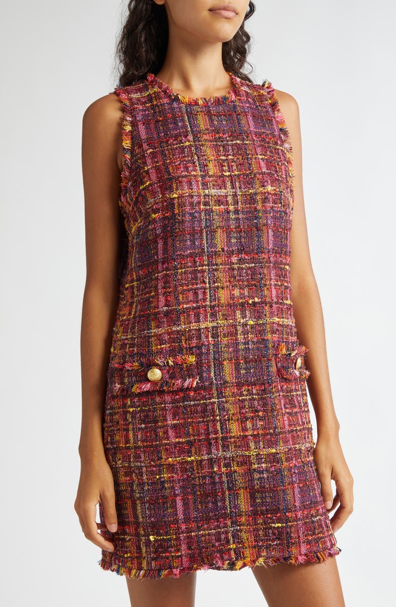 L'AGENCE Florian Tweed Shift Dress, Alternate, color,