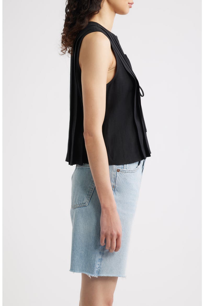 Aja Pleat Sleeveless Top, Alternate, color, BLACK LINEN