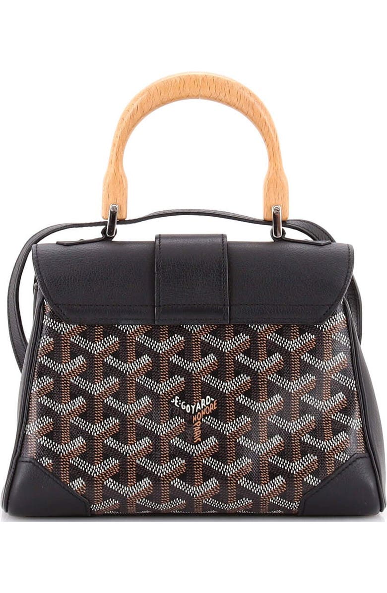 Pre-Owned Goyard Saigon Top Handle Bag Coated Canvas with Leather Mini, Alternate, color, Black