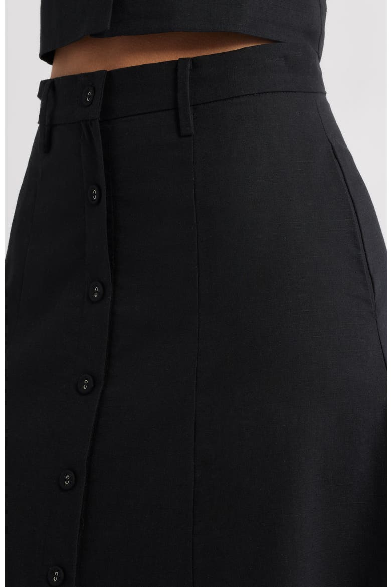 Cynthia Button-Through Midi Skirt, Alternate, color, BLACK