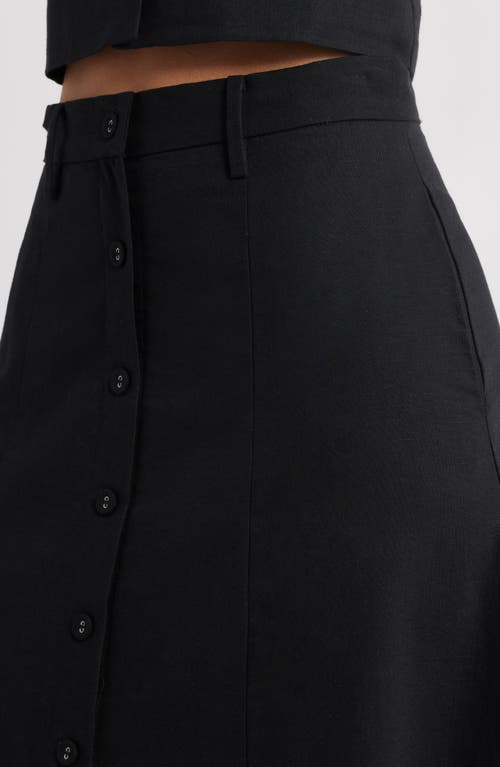 Wayf Cynthia Button-through Midi Skirt In Black