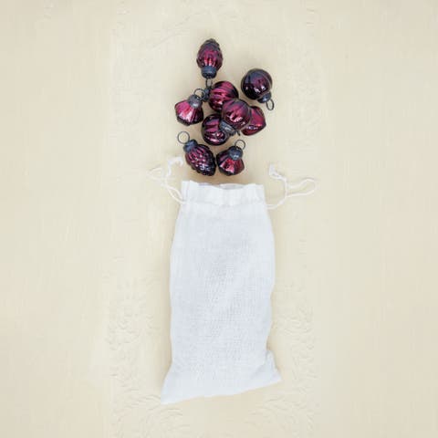 Mercury Glass Ornament Set with Embossed Iron Detailing