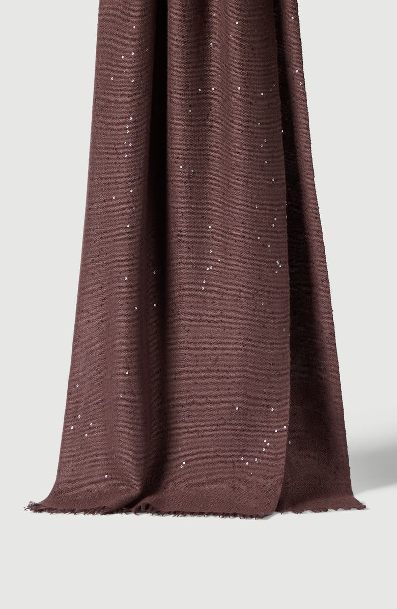 Brunello Cucinelli Cashmere and silk Diamond yarn scarf, Alternate, color, Grape