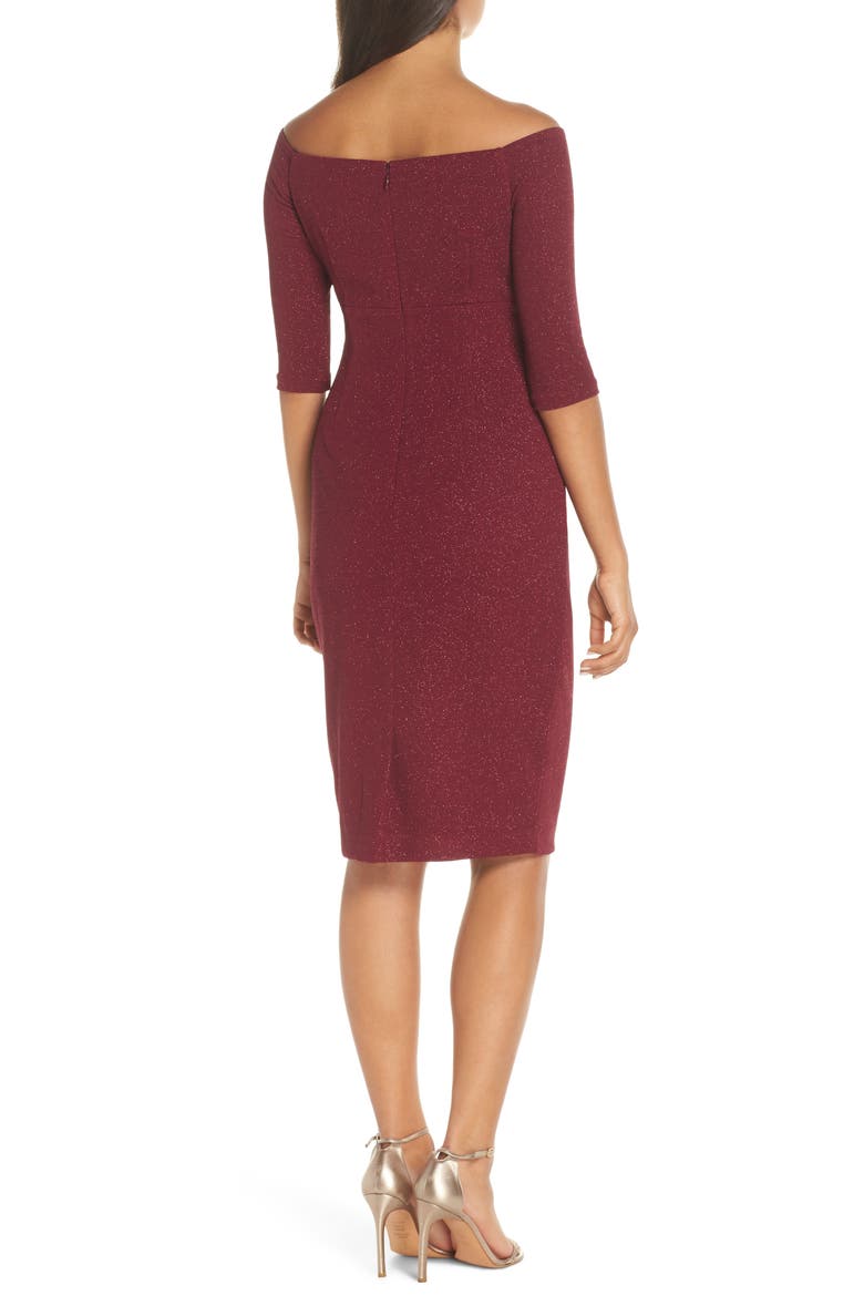 Off the Shoulder Sheath Dress, Alternate, color, WINE