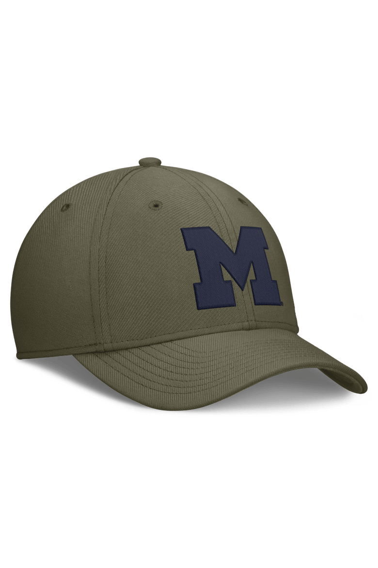 Men's Jordan Brand  Olive Michigan Wolverines Primetime SwooshFlex Dri-FIT Hat, Alternate, color, Olive