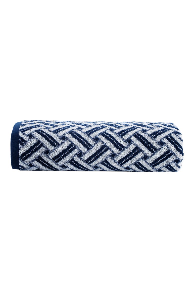 Crisscross Stripe 2-Pack Turkish Cotton Bath Towels, Main, color, NAVY
