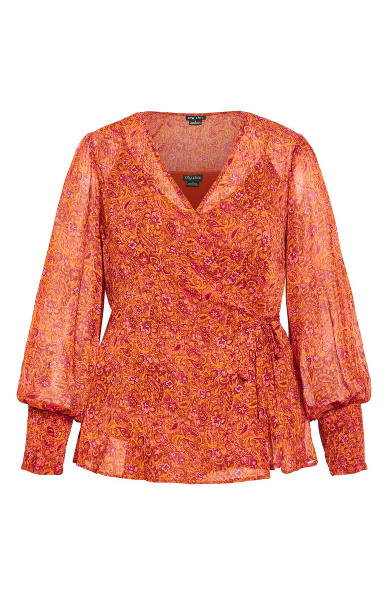City Chic Iyla Print Wrap Front Top, Alternate, color, Paisley