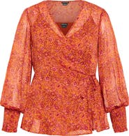 City Chic Iyla Print Wrap Front Top