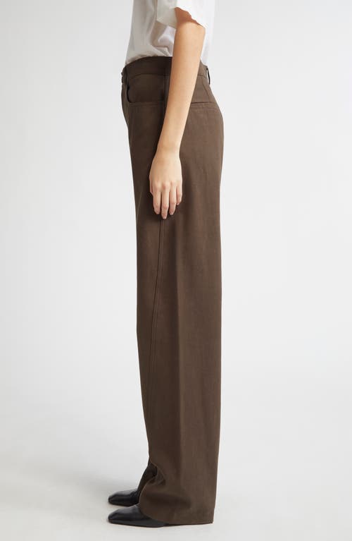 Totême Toteme Twisted Tailored Organic Cotton Trousers In Brown