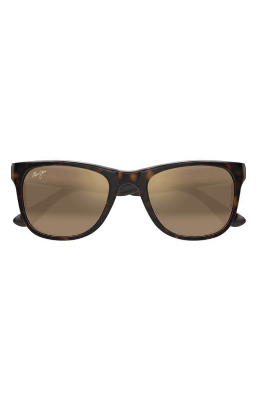Maui Jim Kikonia Xl 53mm Wraparound Rectangular Sunglasses In Shiny Dark Havana/bronze