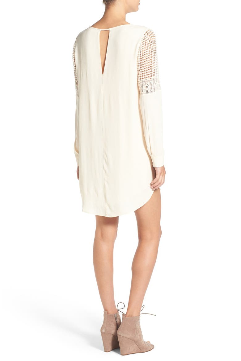 ASTR Crochet Inset Cotton Shift Dress, Alternate, color, VINTAGE CREAM