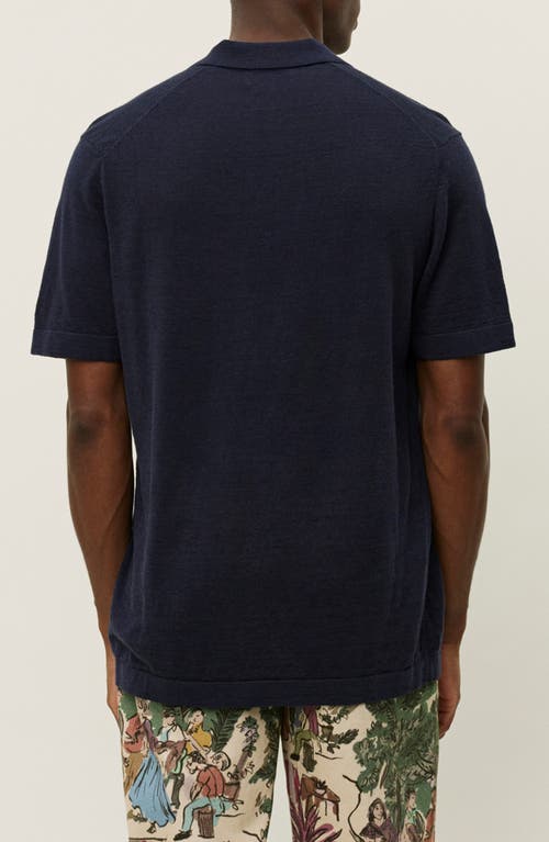 Les Deux Emmanuel Fine-knit Polo Shirt In Blue