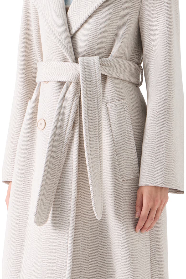 Herringbone Wool Blend Maxi Coat, Alternate, color, OAT-WINTER WHITE
