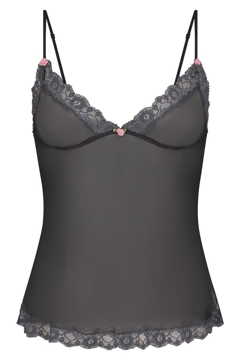 Lace Triangle Silk Camisole, Alternate, color, ONYX MULTI