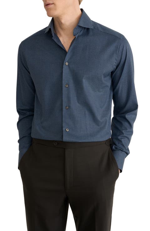 Slim Micro Check Flannel Dress Shirt