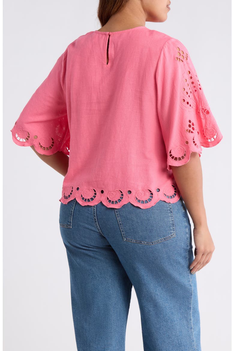 Cutout Linen Blend Top, Alternate, color, PINK LEMONADE