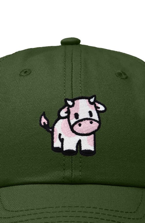 Dalix Strawberry Cow Embroidered Cap In Olive