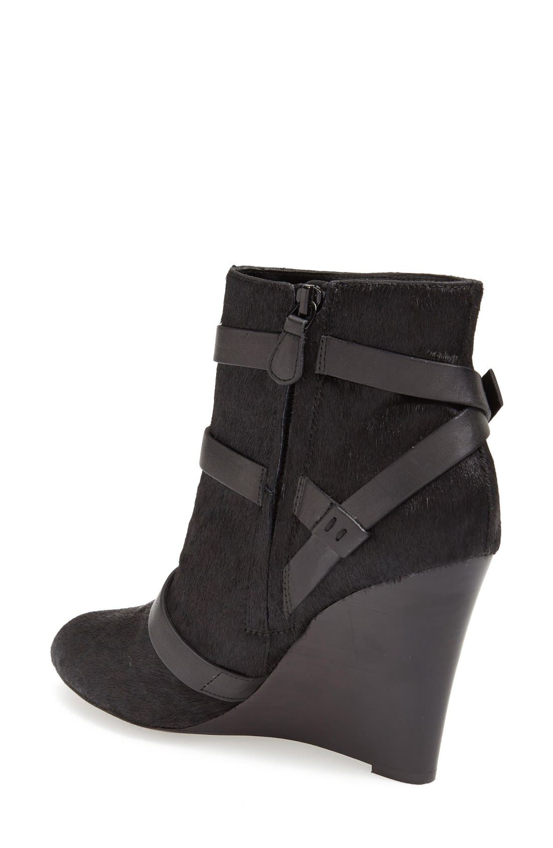 'Maggie' Wedge Bootie, Alternate, color, BLACK HAIRCALF/ BLACK CALF