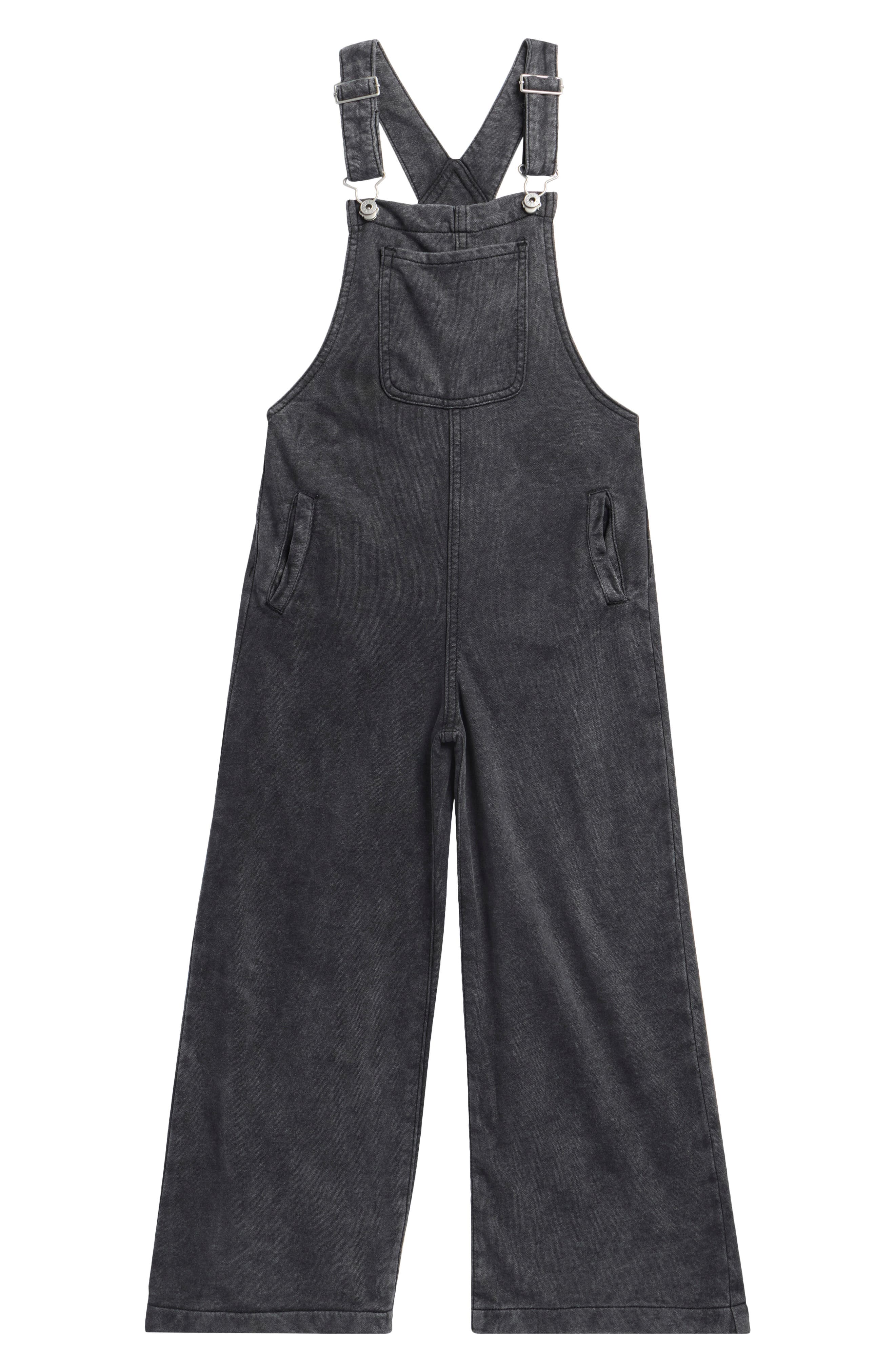 Kids' Faded Denim Wide Leg Overalls