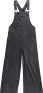 Tractr Kids' Faded Denim Wide Leg Overalls