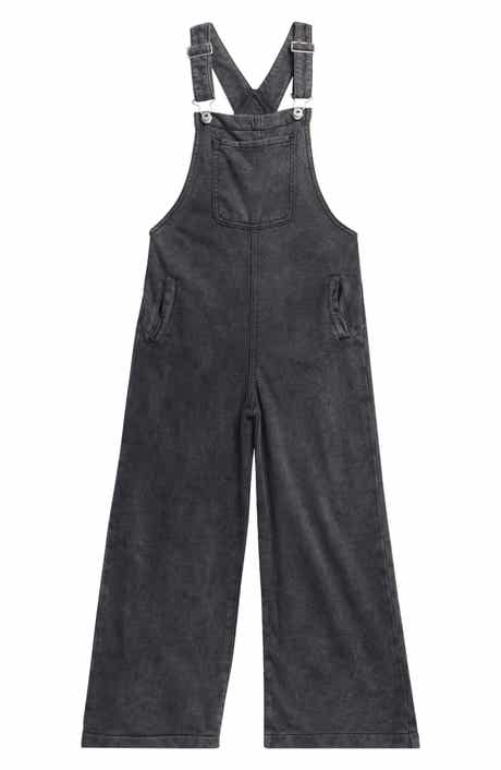 Kids' Faded Denim Wide Leg Overalls